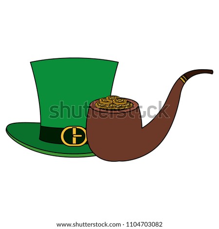 Irish elf hat and pipe wooden saint patrick