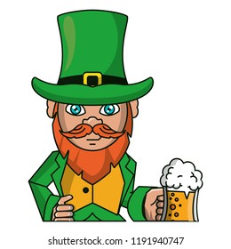Irish elf holding beer cup cartoon