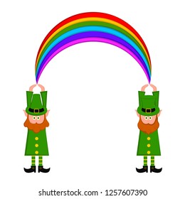 Irish elves witn a rainbow. Saint patrick day. Vector illustration design