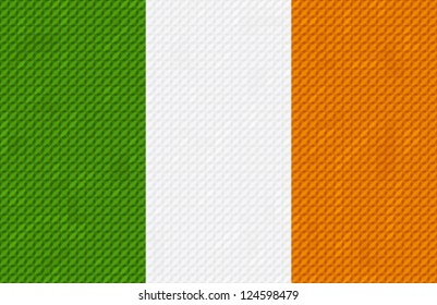Irish flag background made with embroidery cross-stitch.