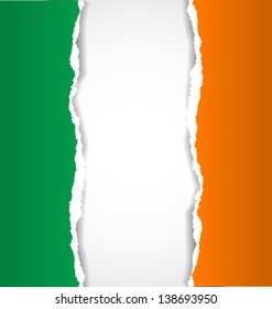 Irish flag background made of torn papers