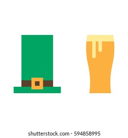irish flag with beer and st. patrick's hat