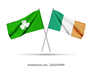 Irish Flag with clover. Concept - Saint Patrick's Day holiday. EPS10 vector