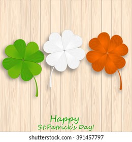 Irish flag colors for St. Patrick's Day. Leaves shamrock.