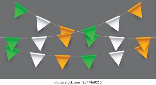 Irish flag as decoration for St. Patrick’s day. Ireland. Vector illustration.