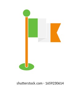 irish flag flat icon vector illustration. irish icon design isolated on white background. St. Patricks Day vector illustration. St. Patrick's Day vector icon trendy flat symbol for website, sign, UI.
