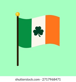 Bandeira irlandesa em estilo plano para a celebração do Dia de São Patrício. Ideal para designs de feriados nacionais, banners, cartazes e ilustrações festivas.
