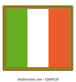 Irish flag with gold frame