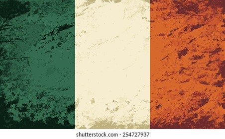 Irish flag Grunge background. Vector illustration Eps 8.