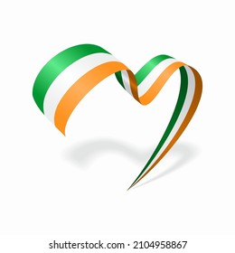 Irish flag heart shaped ribbon. Vector illustration.