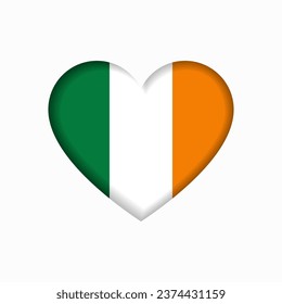 Irish flag heart-shaped sign. Vector illustration.