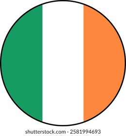 Irish flag icon on transparent background. The national flag of Ireland. Vector icon with black outline around the flag