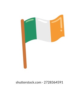 Illustration der irischen Flagge im hellen, flachen Stil. Perfekt für Saint Patricks Day Designs, Poster, Bildungsprojekte und festliche Dekorationen.