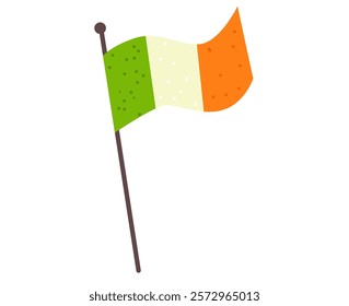 Irish Flag Illustration with vibrant green, white, and orange colors.