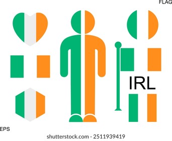 Irish flag. Isolated Irish flag on white background