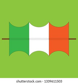 Irish flag on the neon green background