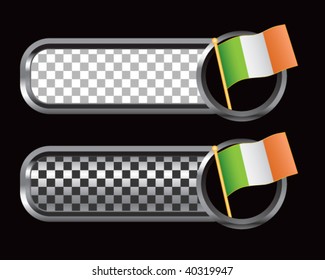 irish flag on silver and black checkered banners