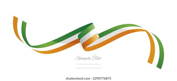 Irish flag ribbon vector illustration. Ireland flag ribbon on abstract isolated on white color background