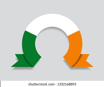 Irish flag rounded ribbon abstract background. Vector illustration.