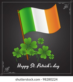 Irish Flag with Shamrock Background