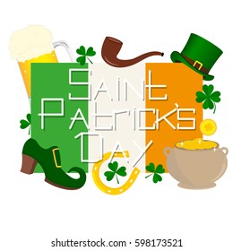 Irish flag and symbols of St. patrick's day