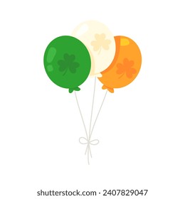 Irish flag tricolor balloon with good luck clover symbol for St. Patrick's Day.