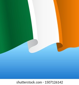 Irish flag wavy abstract background. Vector illustration.