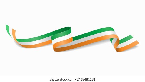 Irish flag wavy abstract background. Vector illustration.