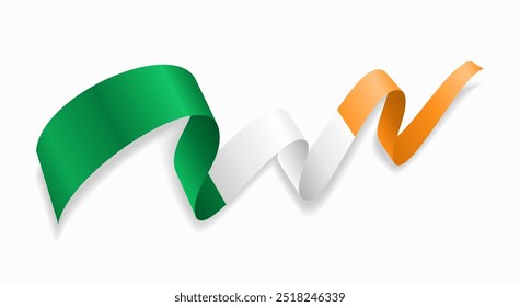 Irish flag wavy abstract background. Vector illustration.