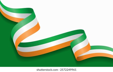 Irish flag wavy abstract background. Vector illustration.