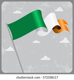 Irish flag wavy abstract background. Vector illustration.