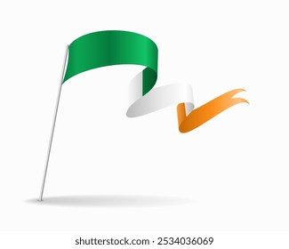 Irische Flagge welliges Hintergrundlayout. Vektorgrafik.