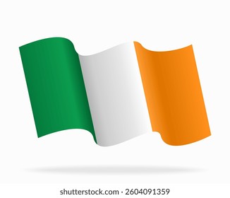 Irish flag wavy background layout. Vector illustration.