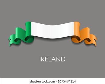 Irish Flag Wavy Ribbon Background. Vector Illustration.