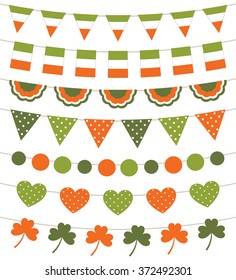 Irish flags and St. Patrick's Day decoration vector set