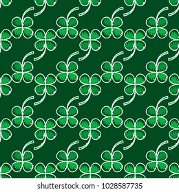 Irish four leaf lucky clovers background for Happy St. Patrick s Day. seamless pattern