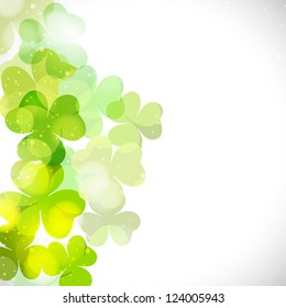 Irish four leaf lucky clovers background for Happy St. Patrick's Day. EPS 10.