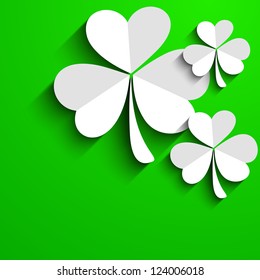 Irish four leaf lucky clovers background for Happy St. Patrick's Day. EPS 10.