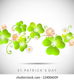 Irish four leaf lucky clovers background for Happy St. Patrick's Day. EPS 10.