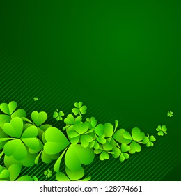 Irish four leaf lucky clovers background for Happy St. Patrick's Day. EPS 10.