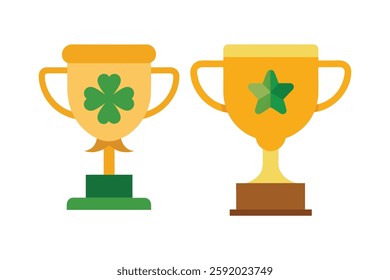 Irish Gold icon, Golden cup vector prize Winner trophy first place
