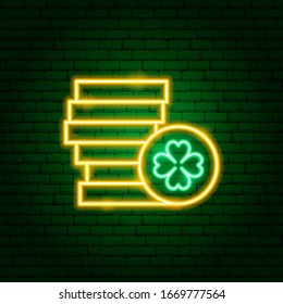 Irish Gold Neon Sign. Vector Illustration of Holiday Promotion.