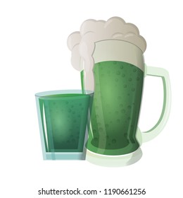 Irish green beer and shot