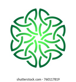 Irish green celtic shamrock knot in circle. Symbol of Ireland. Shamrock symbol. Trinity.