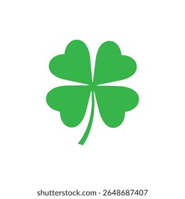 Irish green four leaf silhouette icon vector flat design.