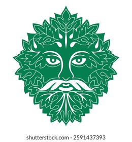 The Irish Green Man is a mythical figure deeply rooted in Celtic folklore, symbolizing the spirit of nature, growth, and fertility. Creature with a face emerging from leaves, vines, and branches