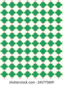 Irish Green, White and Orange Quatrefoil Pattern Background Ã¢Â?Â? Vector