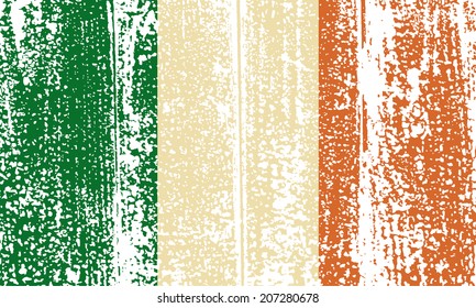 Irish grunge flag. Vector illustration. Grunge effect can be cleaned easily.