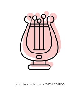 Irish Harp icon, harp, irish, symbol, music color shadow thinline icon, editable vector icon, pixel perfect, illustrator ai file