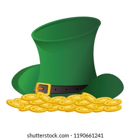 Irish hat with coins stacked
